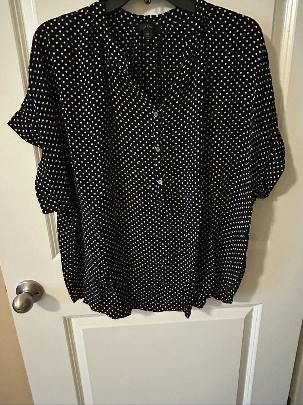 J. Crew polka Dot Short Sleeve Blouse - Black/White